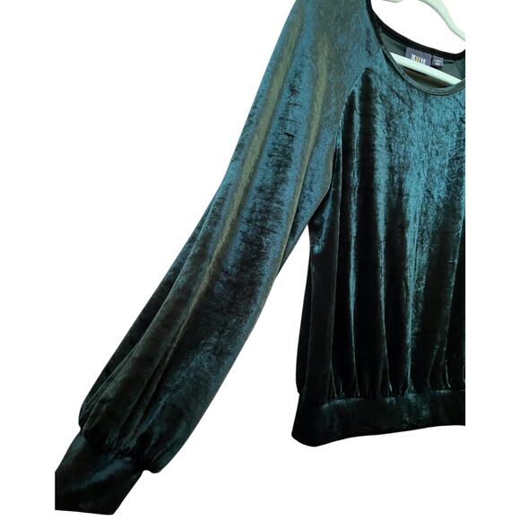Anthropologie Maeve Candace Velvet Emerald Green Top XS Casual Fall Winter - Picture 6 of 11
